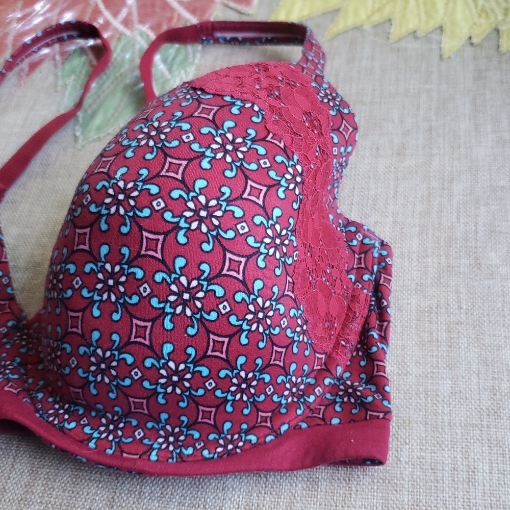 Victoria's Secret Lined Demi Burgundy and Blue Push-Up Bravic 34DDD - Picture 2 of 4